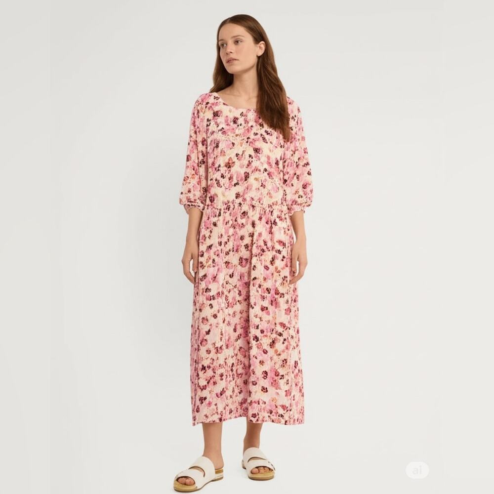H&M Flowy Floral Midi Dress Pink Cream Boho Blooms Prairie Cottagecore
Size XXL